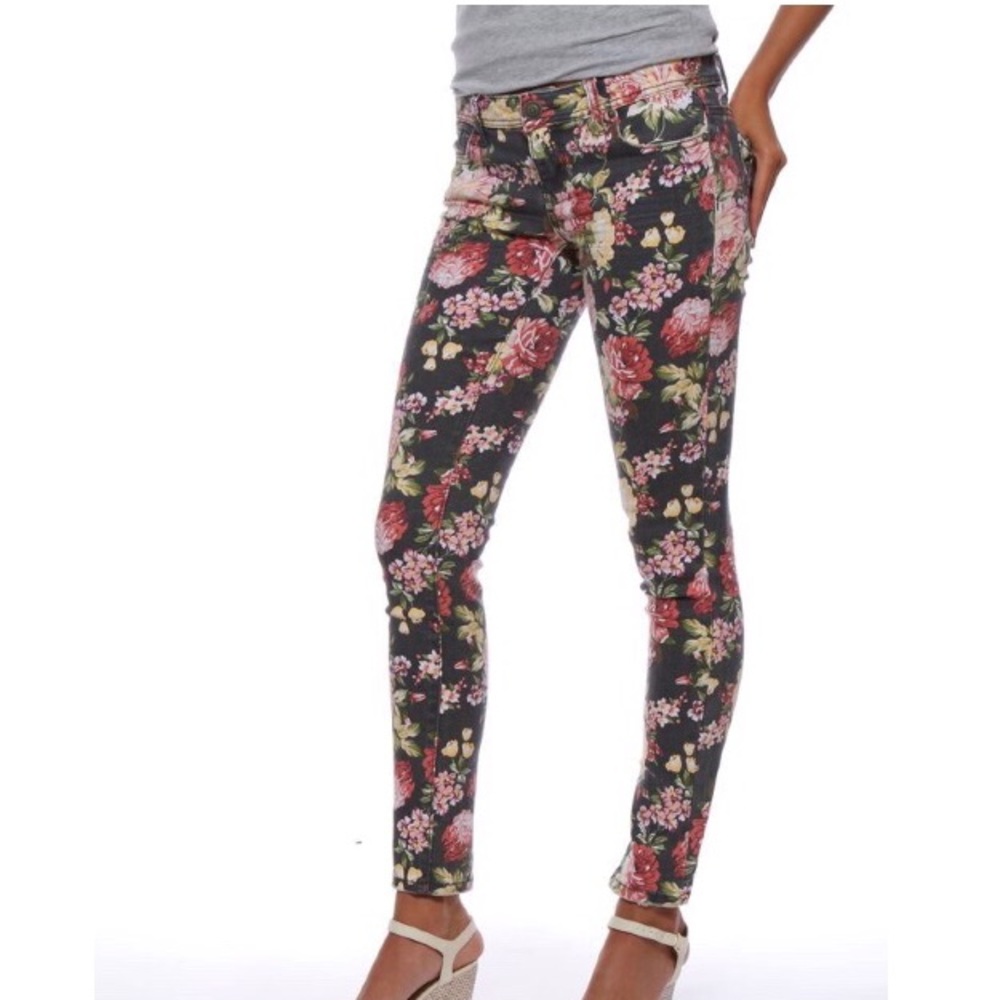 Floral Gray Skinny Jeans